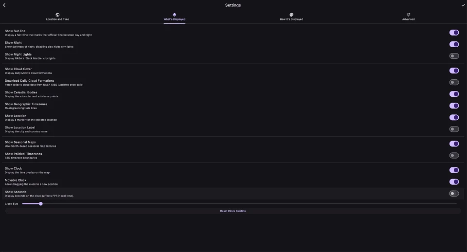 The What's Displayed tab